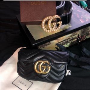GUCCI GG Marmont Mantelasse Leather Super Mini Bag